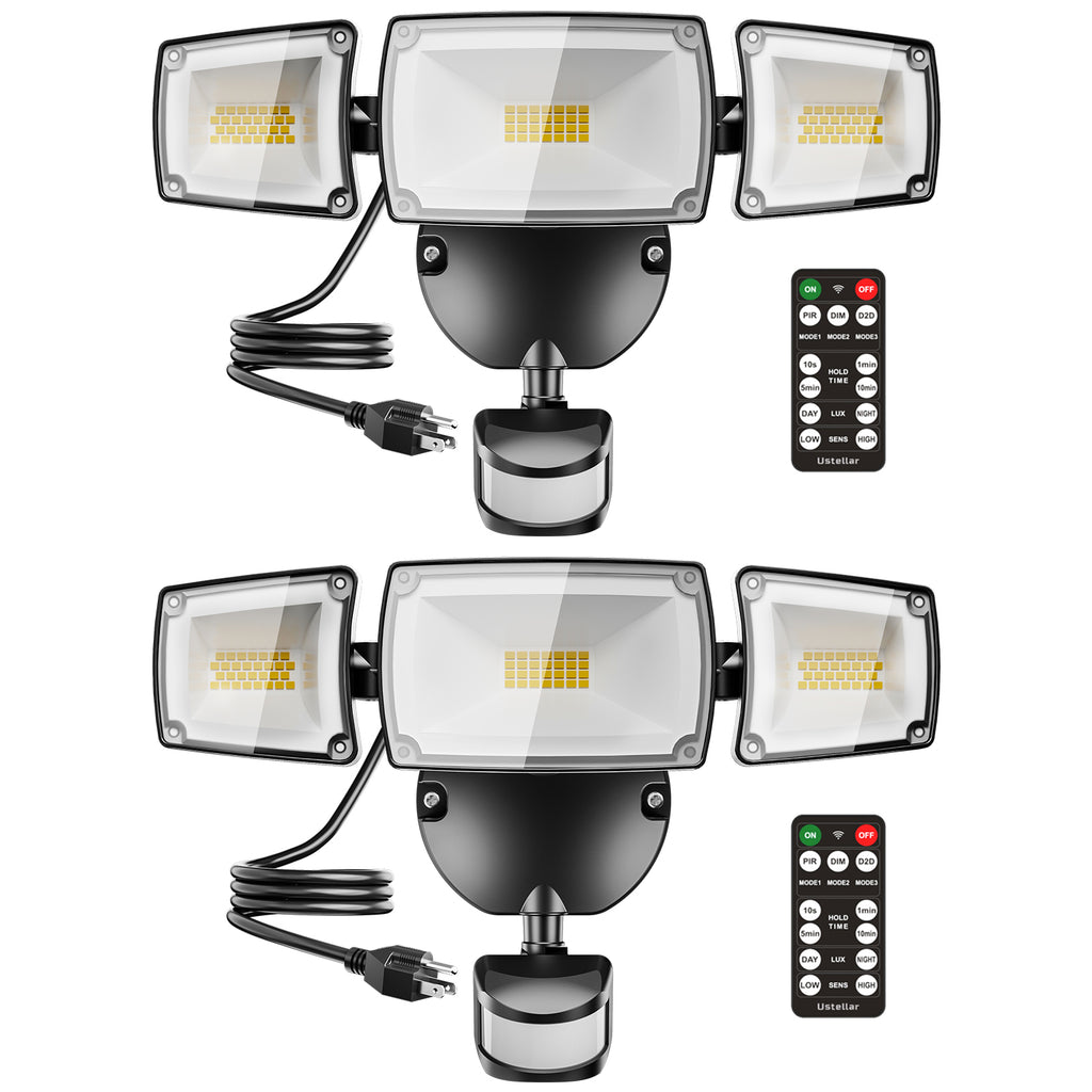 USTELLAR 55W Motion Sensor Switch Controll Security Lights 2-Pack
