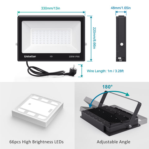 Ustellar 1 Pack 100W Remote Control RGB Flood Light (US) -- FREE SHIPPING