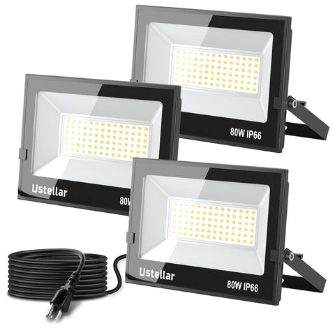 Ustellar 3 Pack 80W 5000K Daylight White Flood Light  (US)--FREE SHIPPING