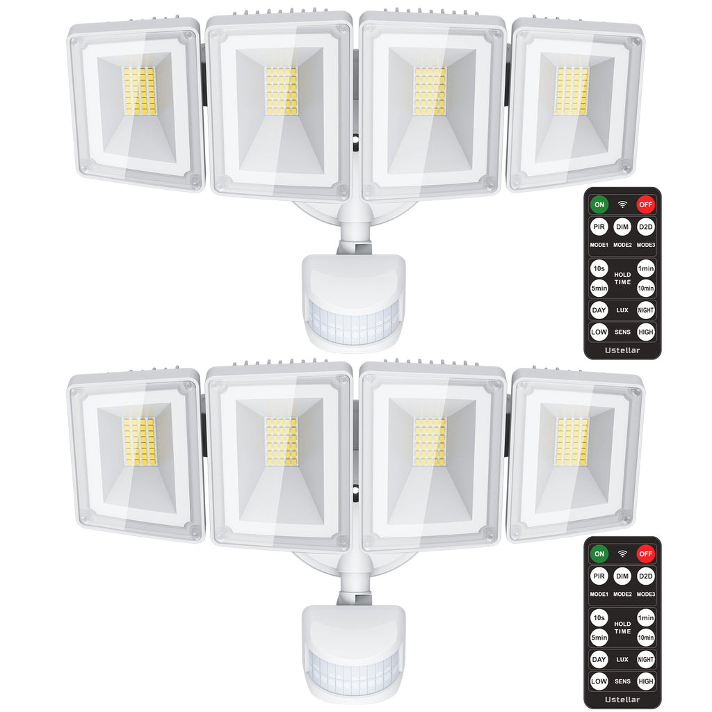 USTELLAR 100W Motion Sensor White Security Light 2-Pack