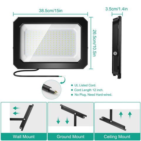 Ustellar 200W LED Flood Lights 2-Pack