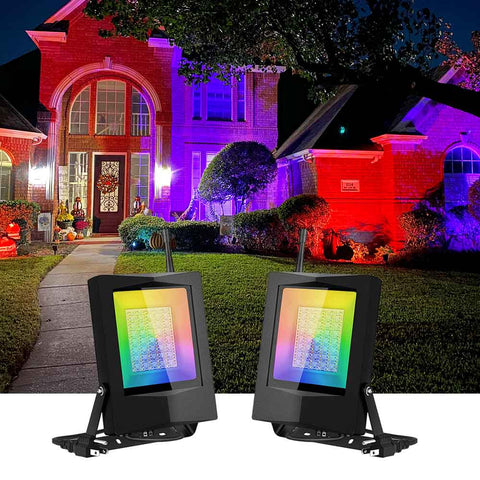 MustWin 2 Pack 60W RGBCW Bluetooth Mesh Smart Flood Lights (US) -- FREE SHIPPING