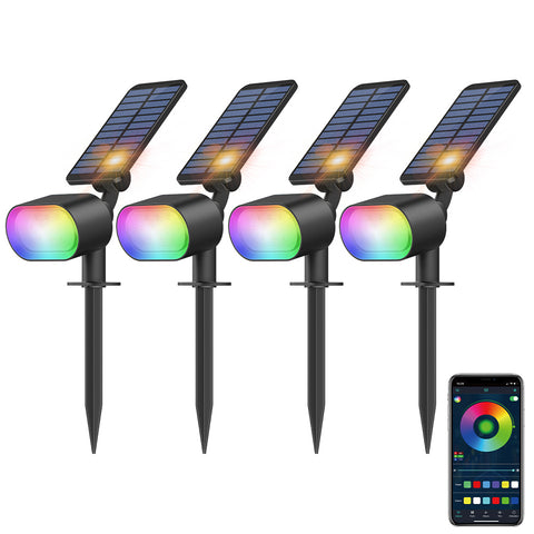 Novostella 4 Pack Solar Power Bluetooth RGB Spike Lights (US) -- FREE SHIPPING