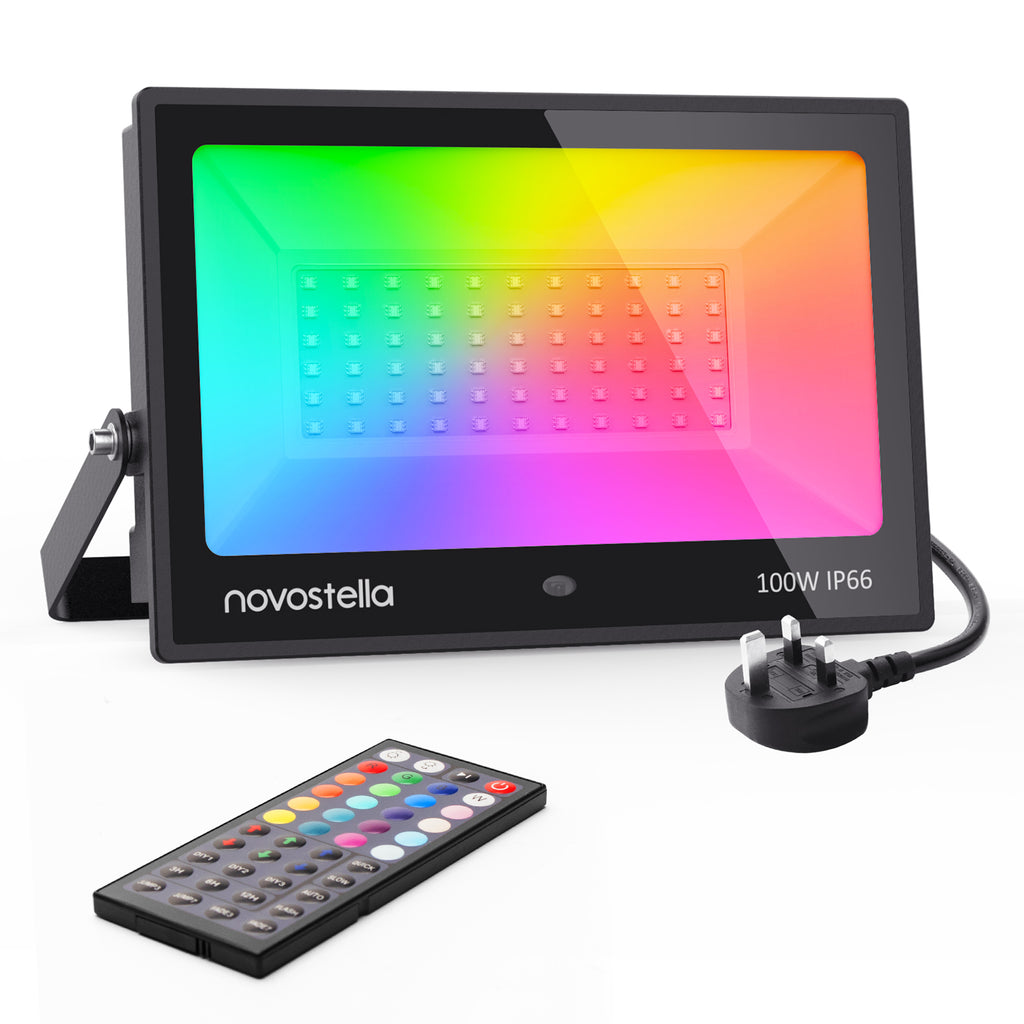Novostella 1 Pack 100W Remote Control RGB Flood Light（UK)