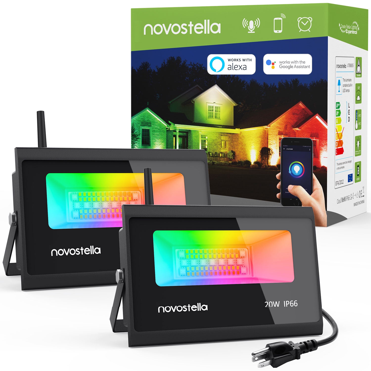 Novostella 2 Pack 20W RGBCW Wi-Fi Smart Flood Light (US) -- FREE SHIPPING