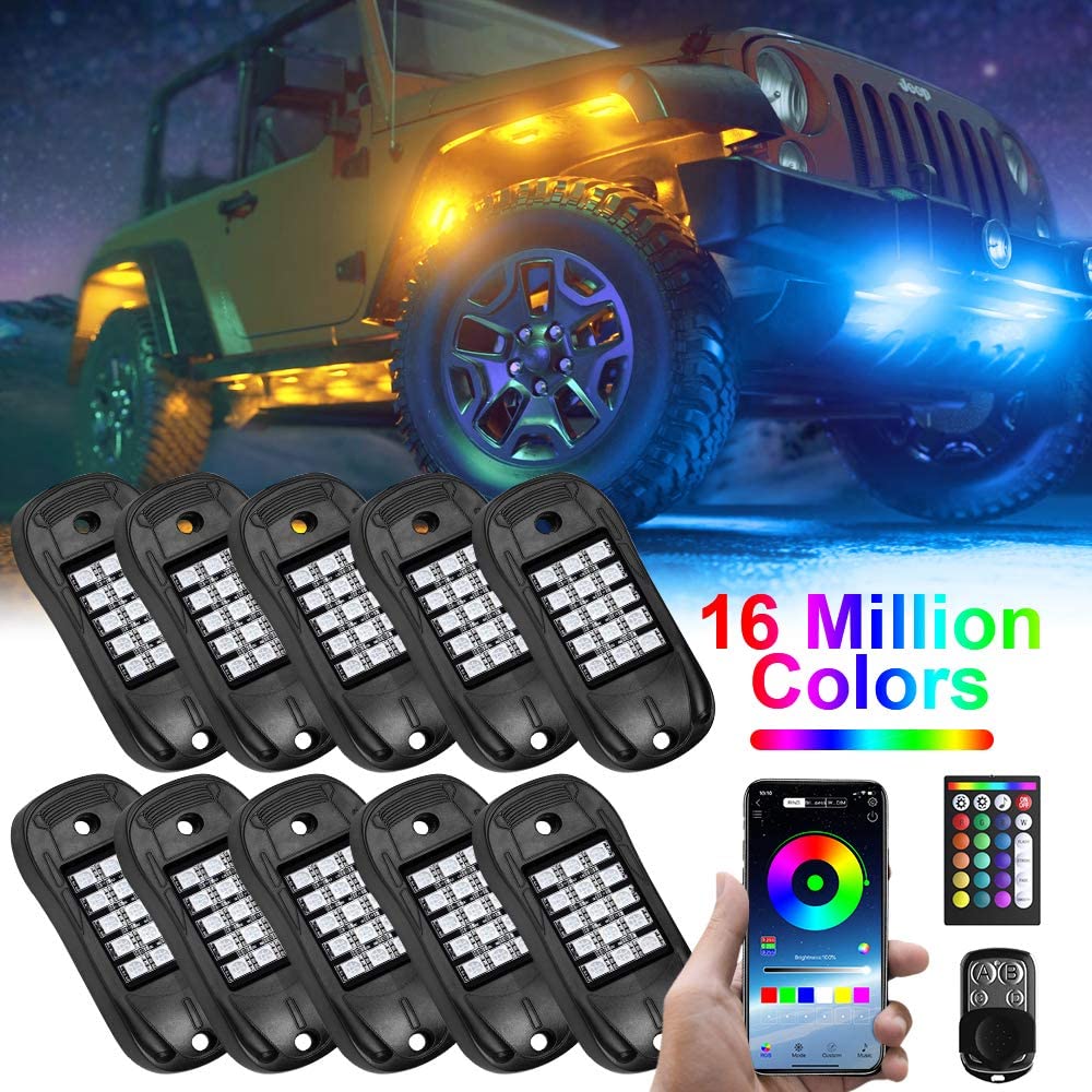 Ustellar 10 Pods Bluetooth RGB Car Rock Lights (US)- FREE SHIPPING