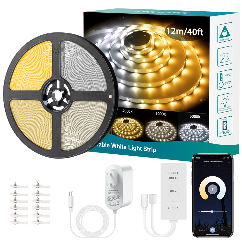 Ustellar 12M 3000K-6000K Tunable White Wi-Fi Smart Strip Lights (EU)