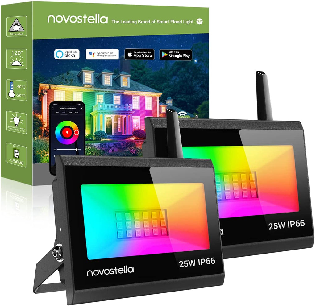 Novostella 2 Pack 25W RGB Wi-Fi Smart Flood Lights（US)--Free Shipping