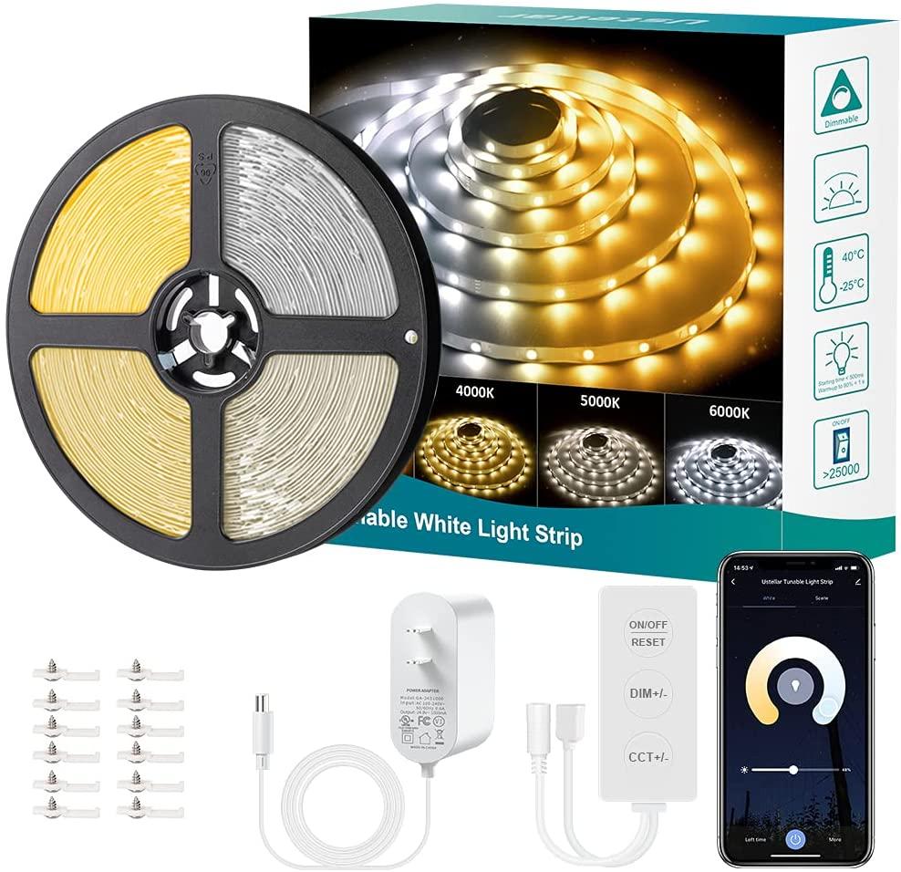 Ustellar 6M 3000K-6000K Tunable White Wi-Fi Smart Strip Lights (US)