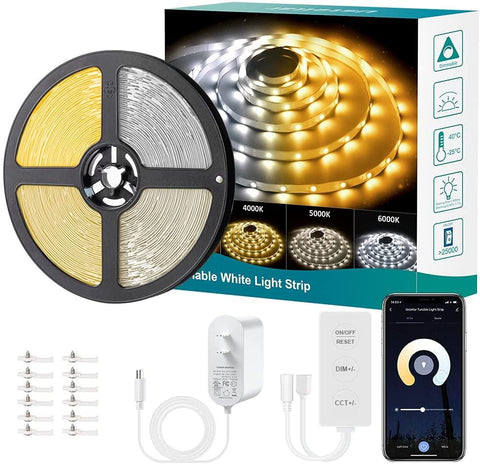 Ustellar 6M 3000K-6000K Tunable White Wi-Fi Smart Strip Lights (US)
