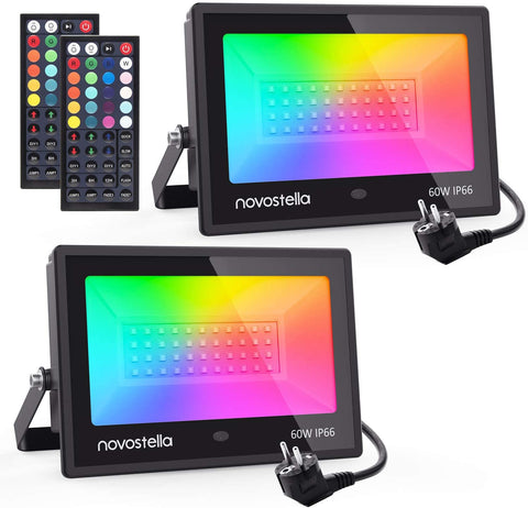 Novostella 2 Pack 60W Remote Control RGB Flood Light（EU)