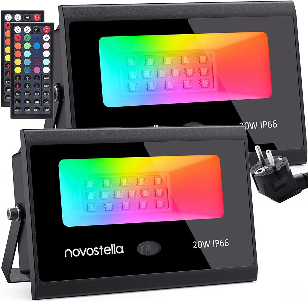 Novostella 2 Pack 20W Remote Control RGB Flood Light（EU)
