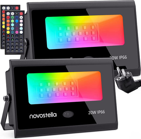 Novostella 2 Pack 20W Remote Control RGB Flood Light（EU)