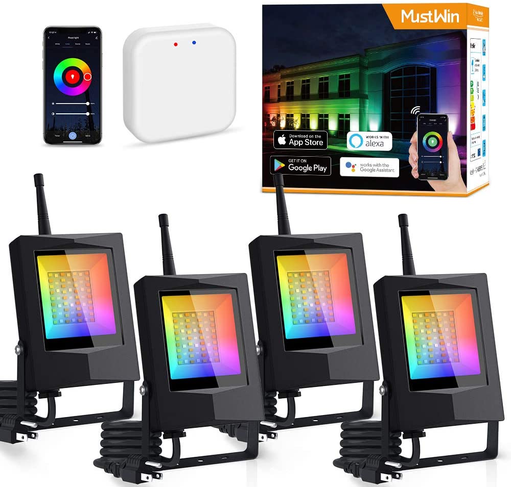 MustWin 4 Pack 20W RGBCW Bluetooth Mesh Smart Flood Lights (US) -- FREE SHIPPING