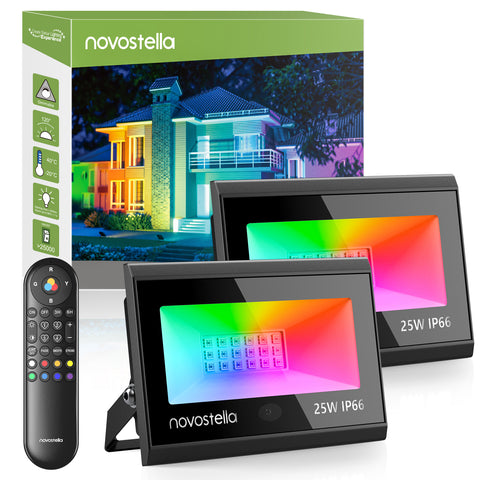 Novostella 2 Pack 25W Remote Control RGB Flood Light（UK)