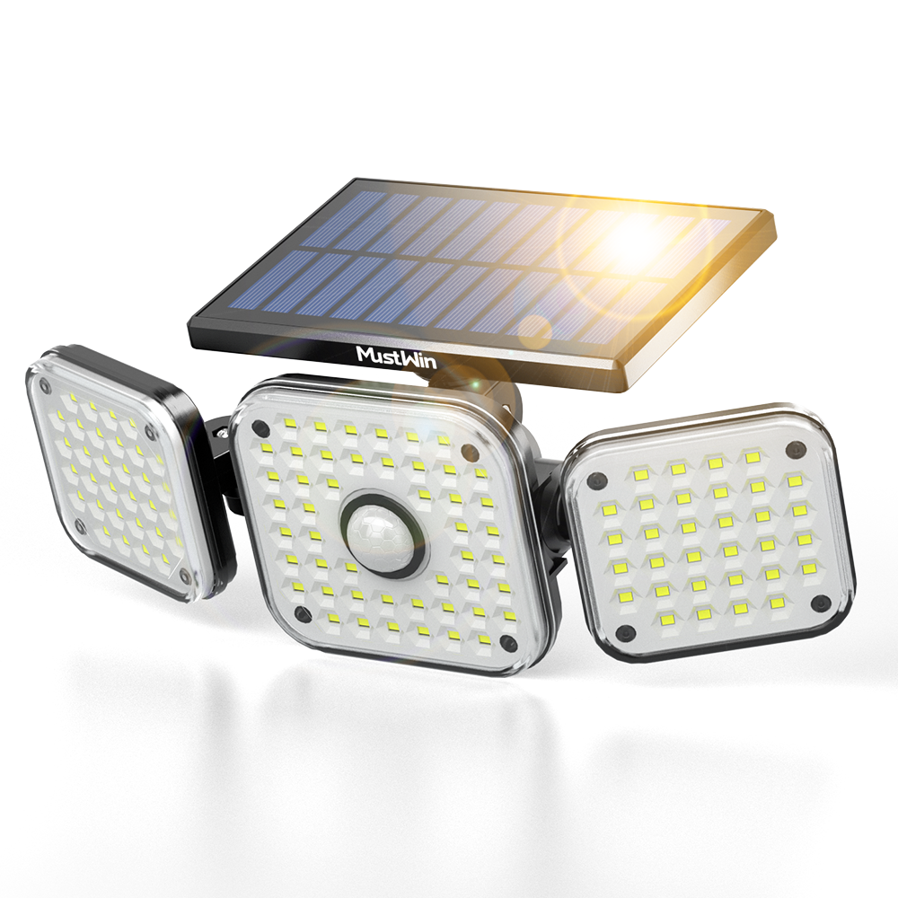 MustWin Solar Powered Three Head Motion Sensor Security Light (US)