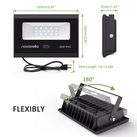 Novostella 2 Pack 20W Remote Control RGB Flood Light（UK)