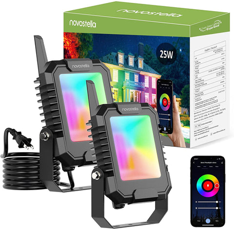 Novostella 2 Pack 25W RGB Bluetooth Mesh Smart Flood Lights (EU)