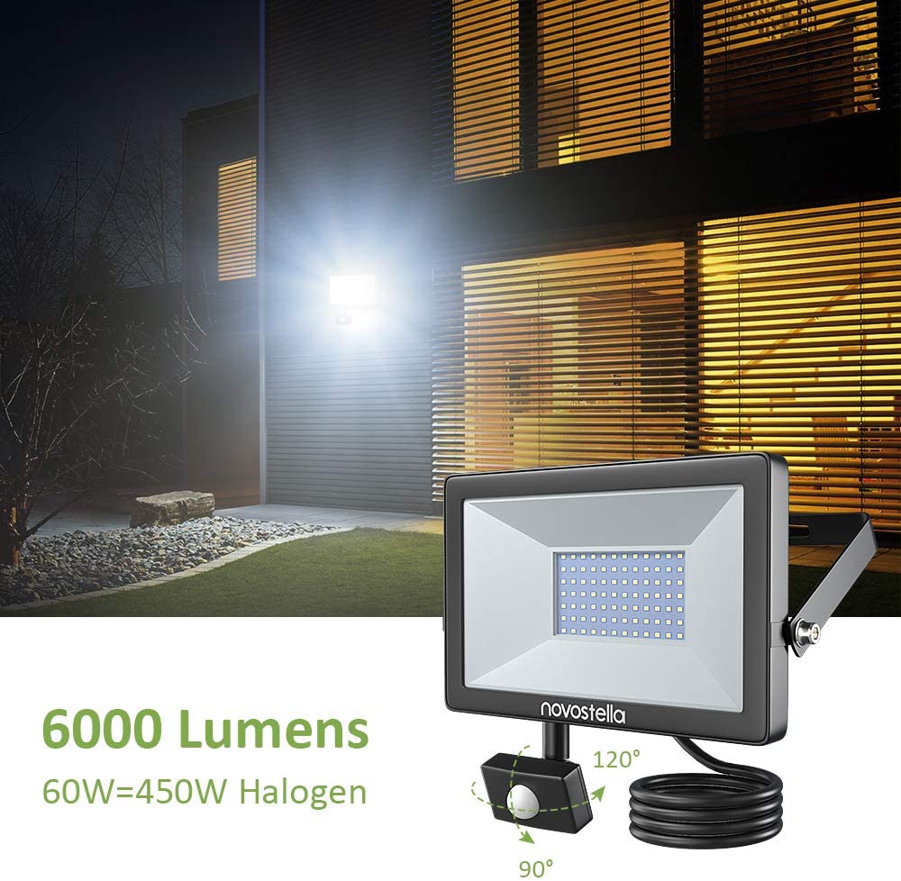 Novostella 1 Pack 60W Motion Sensor Security Flood Light（EU)