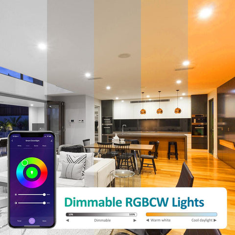 Ustellar 1 Pack 4 Inch RGBCW Bluetooth Mesh Panel Down Lights Kit (US)- FREE SHIPPING
