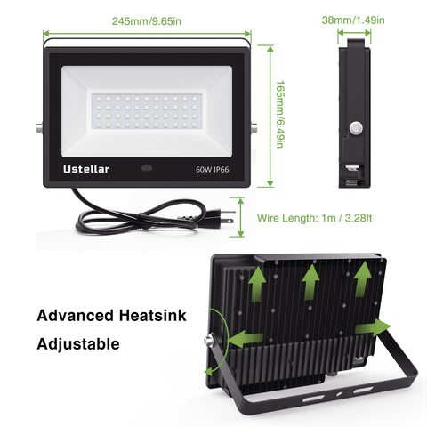 Ustellar 2 Pack 60W Remote Control RGB Flood Light (US) -- FREE SHIPPING