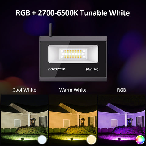Novostella 2 Pack 20W RGBCW Wi-Fi Smart Flood Lights（UK)