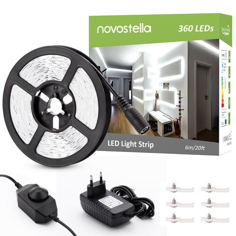Novostella 6M Strip Lights with Dimmer-6000K Cool White (EU)