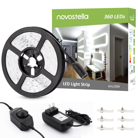 Novostella 6M Strip Lights with Dimmer-6000K Cool White (US)