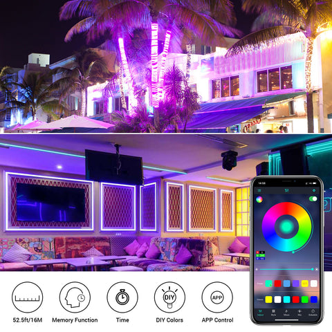 Novostella 16M RGB Outdoor Waterproof Bluetooth LED Rope Light (EU)