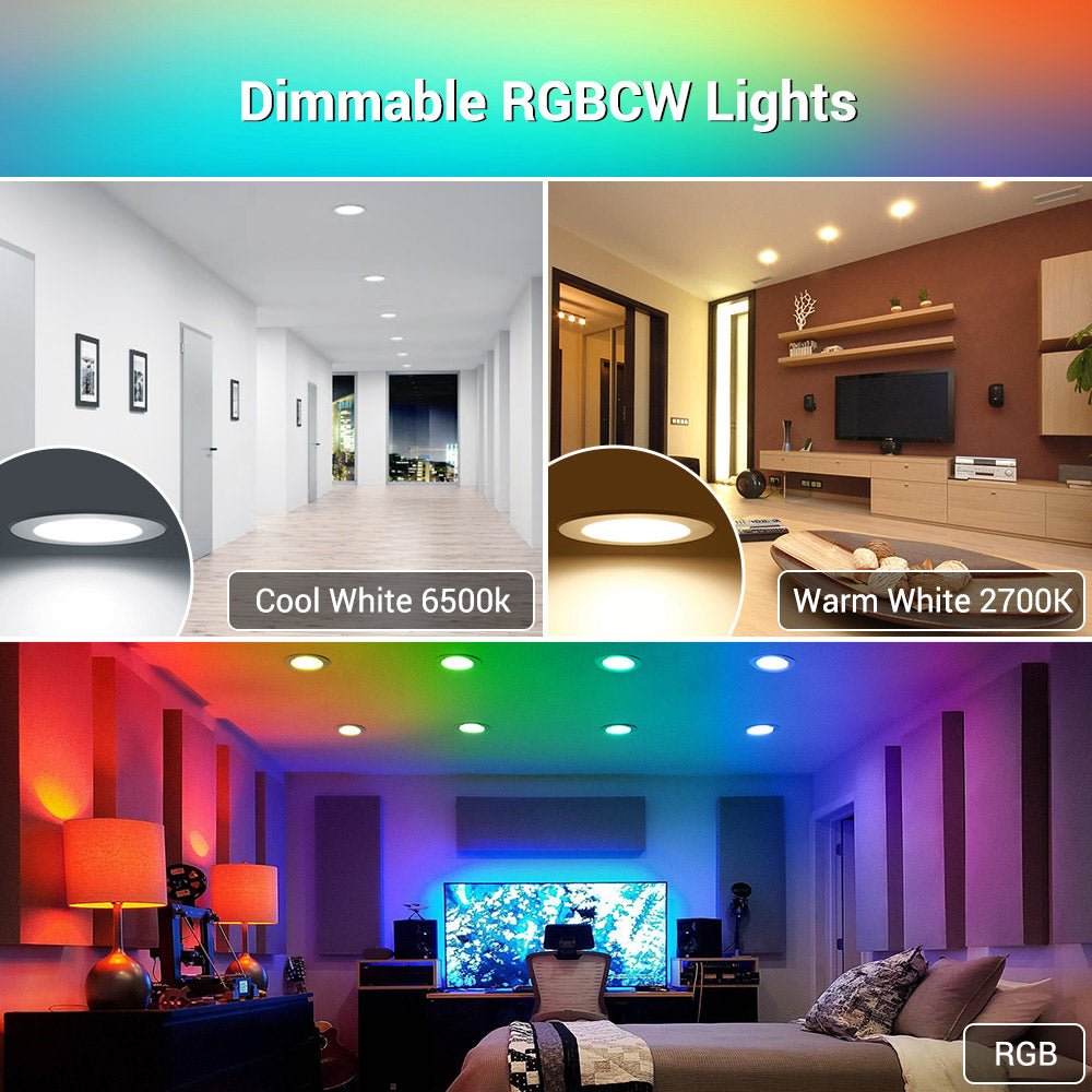 MustWin 4 Pack 6 inch RGBCW Bluetooth Mesh Smart Down Light (US) -- FREE SHIPPING