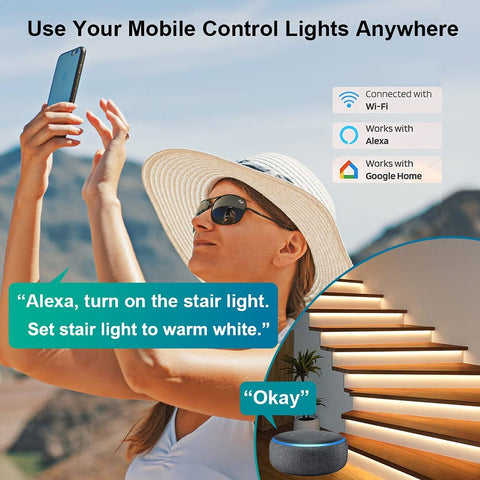 Ustellar 6M 3000K-6000K Tunable White Wi-Fi Smart Strip Lights (US)