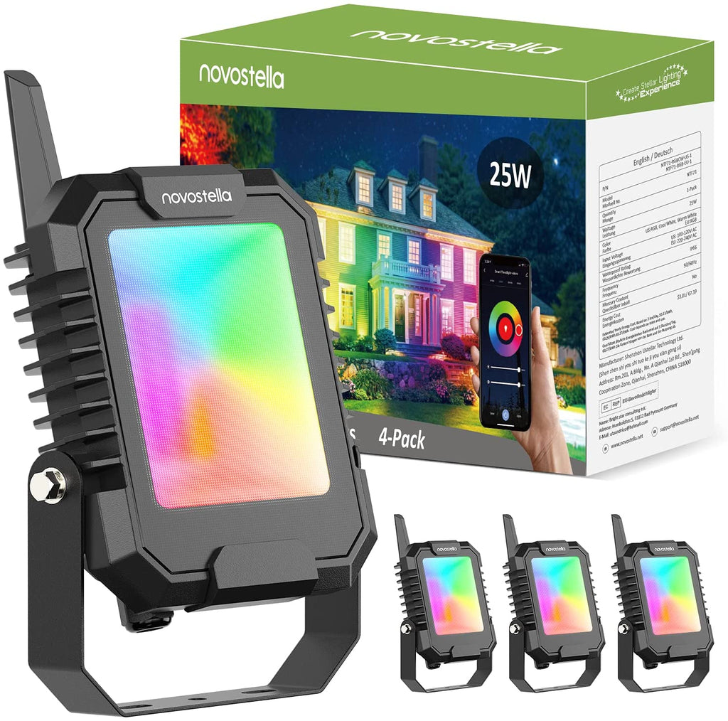 Novostella 4 Pack 25W RGBCW Bluetooth Mesh Smart Flood Lights (US) -- FREE SHIPPING