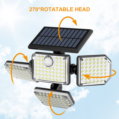 MustWin Solar Powered Four Head Motion Sensor Security Light (EU)