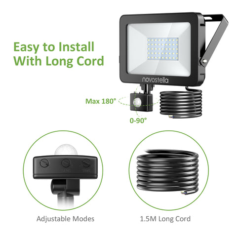 Novostella 1 Pack 30W Motion Sensor Security Flood Light（UK)--Free Shipping