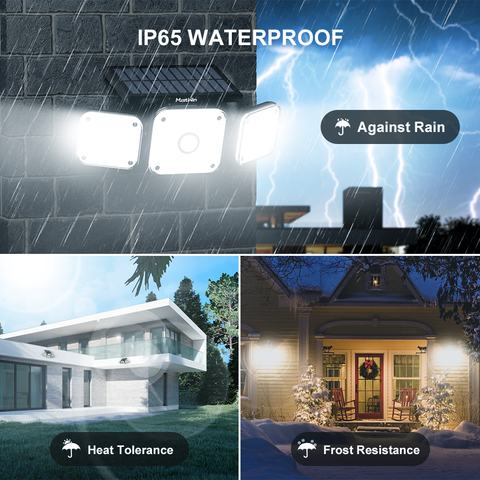 MustWin Solar Powered Three Head Motion Sensor Security Light (US)