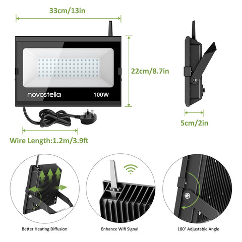 Novostella Blaze 1 Pack 100W RGB Wi-Fi Smart Flood Lights (UK)