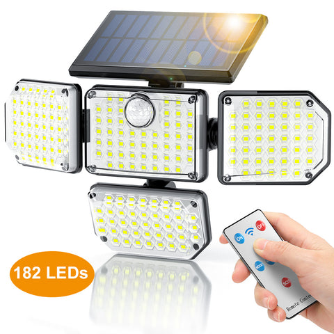 MustWin Solar Powered Four Head Motion Sensor Security Light (EU)