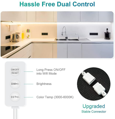 Ustellar 6M 3000K-6000K Tunable White Wi-Fi Smart Strip Lights (US)