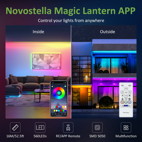 Novostella 16M RGBIC Rainbow Color Outdoor Bluetooth LED Rope Light (UK)--Free Shipping