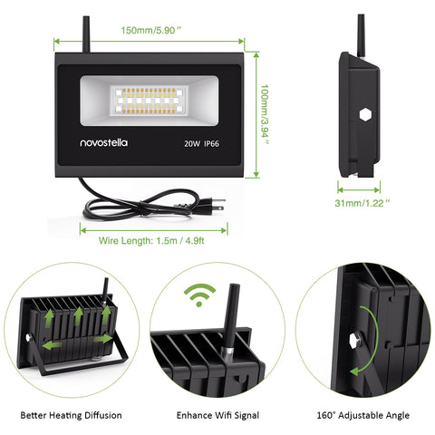 Novostella 2 Pack 20W RGBCW Wi-Fi Smart Flood Light (US) -- FREE SHIPPING