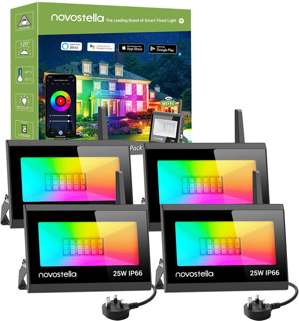 Novostella Blaze 4 Pack 25W RGB Wi-Fi Smart Flood Lights（UK)