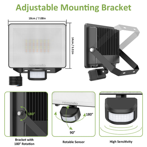 Novostella 1 Pack 30W  Tunable White WIFI Smart  Motion Sensor Security Flood Light  Graphene Material（EU)