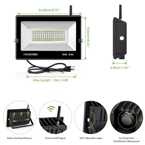 Novostella 2 Pack 60W RGBW Wi-Fi Smart Flood Lights（UK)