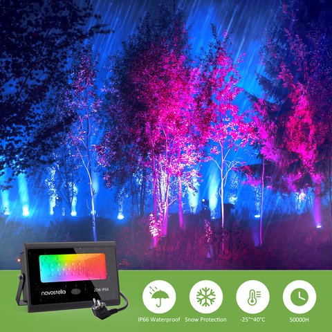 Novostella 2 Pack 20W Remote Control RGB Flood Light（UK)