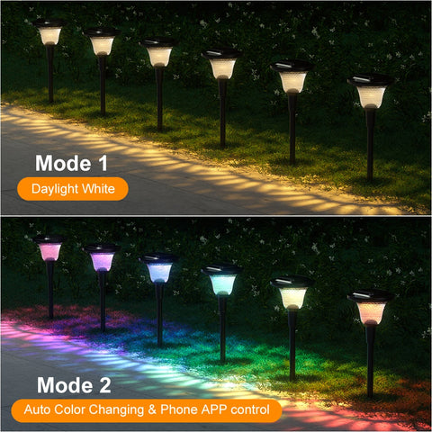 MustWin 2 Pack Solar Powered Bluetooth App Control RGBW Spike Light (US)--FREE SHIPPING