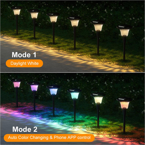 MustWin 6 Pack Solar Powered Bluetooth App Control RGBW Spike Light (US)--FREE SHIPPING
