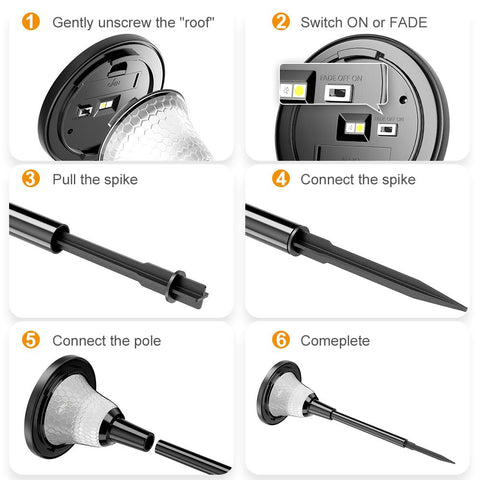 MustWin 6 Pack Solar Powered Bluetooth App Control RGBW Spike Light (US)--FREE SHIPPING
