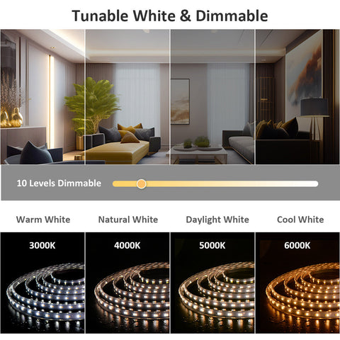 Novostella 40ft Waterproof Tunable White LED Strip Light